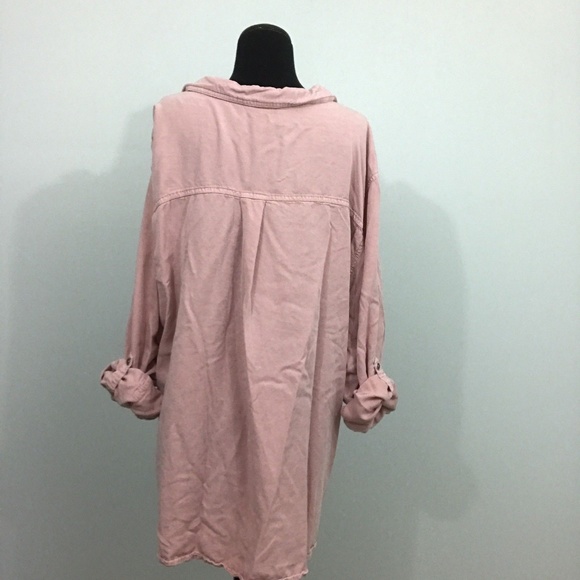 Catherines Blush Pink Stonewashed Roll Tab Blouse - Picture 2 of 6